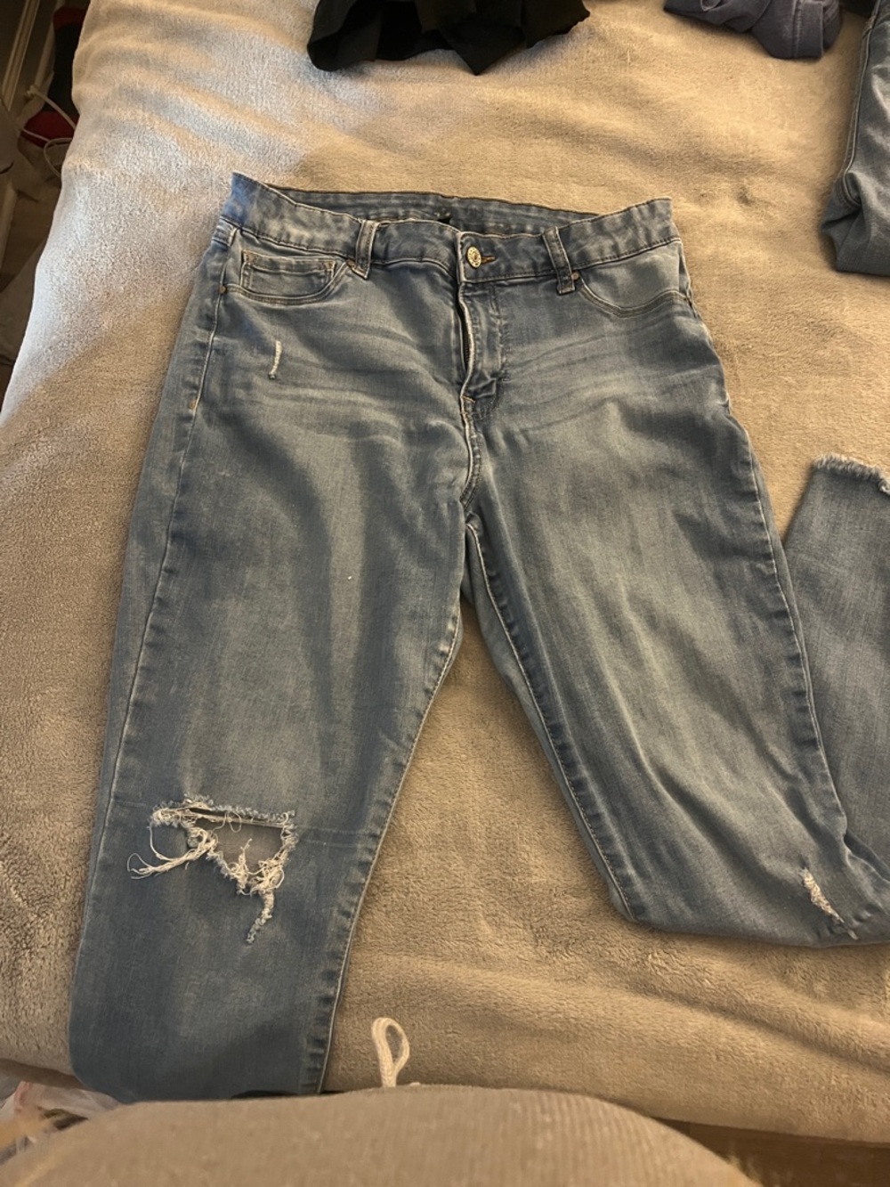 Light Blue Distressed Boyfriend Jeans